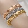 Oro Laminado Trio Bangle, Gold Filled Style Twist Design, Diamond Cutting Finish, Tricolor, 07.170.0035 (09 MM Thickness, One size fits all)