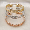 Oro Laminado Trio Bangle, Gold Filled Style Twist Design, Diamond Cutting Finish, Tricolor, 07.170.0035 (09 MM Thickness, One size fits all)