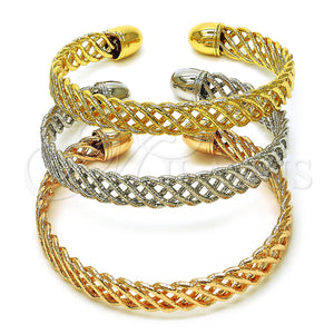 Gold Filled Jewelry — Trio Bangle Twist Design Diamond Cutting Tricolor 07. — main product view — SKU 156149 | Oro Laminado joyería — Trio Bangle Twist diseño Diamond Cutting Tricolor 07. — SKU 156149