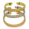 Oro Laminado Trio Bangle, Gold Filled Style Twist Design, Diamond Cutting Finish, Tricolor, 07.170.0035 (09 MM Thickness, One size fits all)