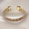 Oro Laminado Individual Bangle, Gold Filled Style Twist Design, Yellow Polished, Tricolor, 07.170.0037 (Thickness, One size fits all)