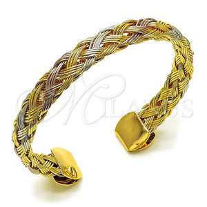 Gold Filled Jewelry — Individual Bangle Twist Design Yellow Polished Tricolor 07. — main product view — SKU 156151 | Oro Laminado joyería — Individual Bangle Twist diseño Yellow pulido Tricolor 07. — SKU 156151
