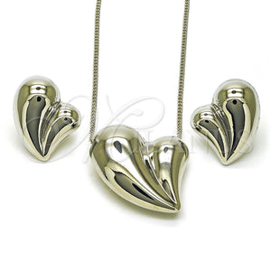 White Gold Filled Ring — Earring and Pendant Adult Set Heart and Hollow — main product view — SKU 156155 | Oro Laminado Blanco anillo — Earring and Pendant Adult Set corazón and Hollow — SKU 156155