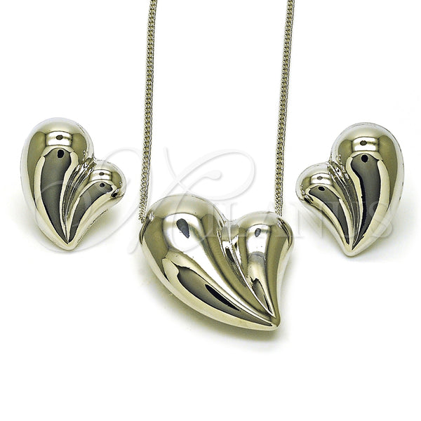 White Gold Filled Ring — Earring and Pendant Adult Set Heart and Hollow — main product view — SKU 156155 | Oro Laminado Blanco anillo — Earring and Pendant Adult Set corazón and Hollow — SKU 156155