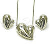 Rhodium Plated Earring and Pendant Adult Set, Heart and Hollow Design, Polished, Rhodium Finish, 10.163.0021.1