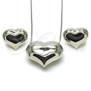 White Gold Filled Ring — Earring and Pendant Adult Set Heart and Hollow — main product view — SKU 156157 | Oro Laminado Blanco anillo — Earring and Pendant Adult Set corazón and Hollow — SKU 156157