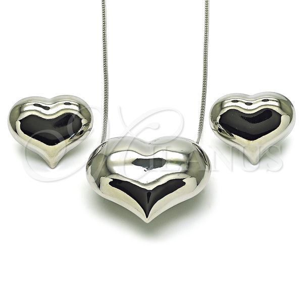 White Gold Filled Ring — Earring and Pendant Adult Set Heart and Hollow — main product view — SKU 156157 | Oro Laminado Blanco anillo — Earring and Pendant Adult Set corazón and Hollow — SKU 156157