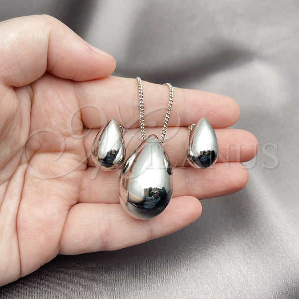 White Gold Filled Ring — Earring and Pendant Adult Set Teardrop and Hollow — alternate product view — SKU 156159 | Oro Laminado Blanco anillo — Earring and Pendant Adult Set Teardrop and Hollow — SKU 156159