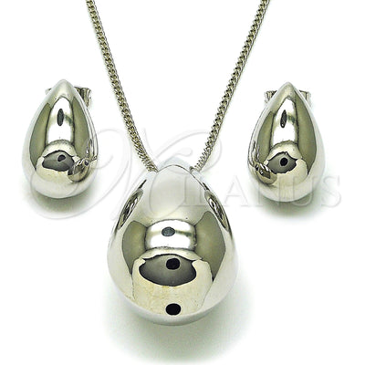 Juego de Aretes y Dije 10.163.0023.1 de Oro Laminado Blanco por Mayoreo, vista principal del producto