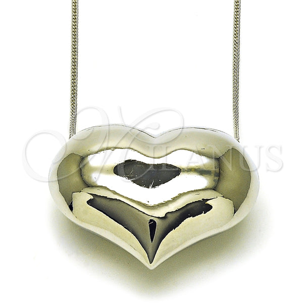Rhodium Plated Pendant Necklace, Chunky and Hollow Design, Polished, Rhodium Finish, 04.341.0114.20