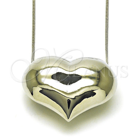 Rhodium Plated Pendant Necklace, Chunky and Hollow Design, Polished, Rhodium Finish, 04.341.0114.20