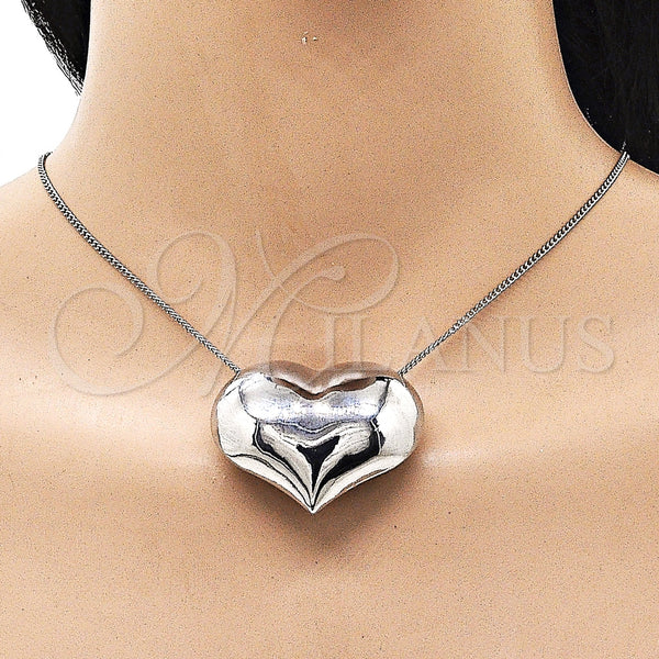 White Gold Filled Necklace — Pendant Necklace Heart and Hollow Design Polished 04. — alternate product view — SKU 156162 | Oro Laminado Blanco collar — Pendant Necklace corazón and Hollow diseño pulido 04. — SKU 156162