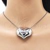 Rhodium Plated Pendant Necklace, Heart and Hollow Design, Polished, Rhodium Finish, 04.341.0114.20 (02 MM Thickness, 18 Inches Length)