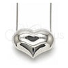 White Gold Filled Pendant Necklace, Heart and Hollow Design, Polished, Rhodium Finish, 04.341.0114.20 (02 MM Thickness, 18 Inches Length)