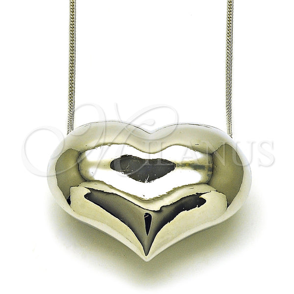 White Gold Filled Necklace — Pendant Necklace Heart and Hollow Design Polished 04. — main product view — SKU 156162 | Oro Laminado Blanco collar — Pendant Necklace corazón and Hollow diseño pulido 04. — SKU 156162