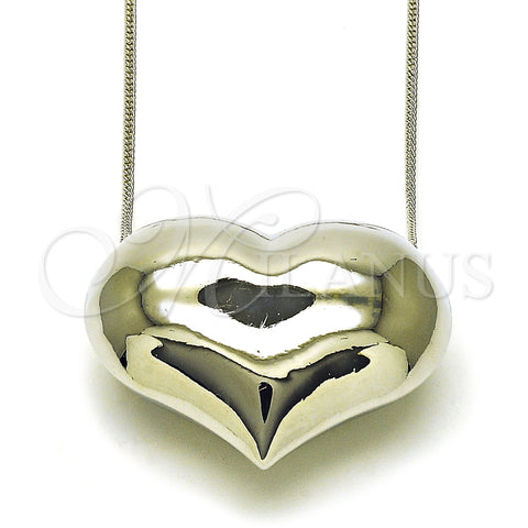 Rhodium Plated Pendant Necklace, Heart and Hollow Design, Polished, Rhodium Finish, 04.341.0114.20 (02 MM Thickness, 18 Inches Length)