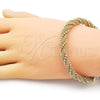 Oro Laminado Individual Bangle, Gold Filled Style Twist and Filigree Design, Polished, Golden Finish, 07.319.0005 (08 MM Thickness, One size fits all)