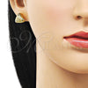 Oro Laminado Stud Earring, Gold Filled Style Diamond Cutting Finish, Golden Finish, 02.342.0346