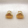 Oro Laminado Stud Earring, Gold Filled Style Diamond Cutting Finish, Golden Finish, 02.342.0346