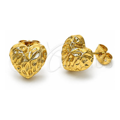 Oro Laminado Stud Earring, Gold Filled Style Heart Design, Polished, Golden Finish, 02.342.0350