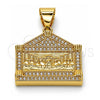 Oro Laminado Religious Pendant, Gold Filled Style with White Micro Pave, Polished, Golden Finish, 05.342.0213