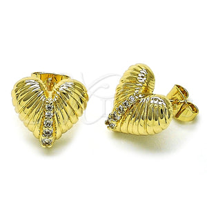 Gold Filled Ring — Stud Earring Heart Design with White Cubic Zirconia — main product view — SKU 156191 | Oro Laminado anillo — Stud Earring corazón diseño with blanco Cubic Zirconia — SKU 156191