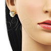 Oro Laminado Stud Earring, Gold Filled Style Heart Design, with White Cubic Zirconia, Polished, Golden Finish, 02.411.0017