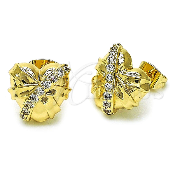 Gold Filled Ring — Stud Earring Heart Design with White Cubic Zirconia — main product view — SKU 156193 | Oro Laminado anillo — Stud Earring corazón diseño with blanco Cubic Zirconia — SKU 156193
