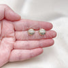 Oro Laminado Stud Earring, Gold Filled Style with White Micro Pave, Polished, Golden Finish, 02.411.0025