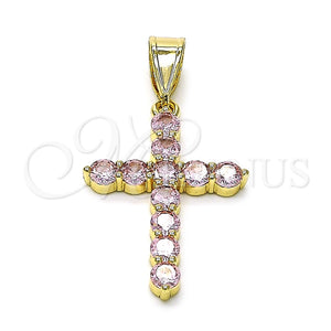 Gold Filled Pendant — Religious Pendant Cross Design with Pink Cubic Zirconia — main product view — SKU 156216 | Oro Laminado dije — Religious Pendant cruz diseño with Pink Cubic Zirconia — SKU 156216