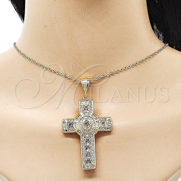 Gold Filled Pendant — Religious Pendant Cross Design with White Cubic Zirconia — alternate product view — SKU 156219 | Oro Laminado dije — Religious Pendant cruz diseño with blanco Cubic Zirconia — SKU 156219