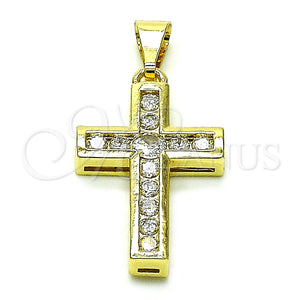 Gold Filled Pendant — Religious Pendant Cross Design with White Cubic Zirconia — main product view — SKU 156222 | Oro Laminado dije — Religious Pendant cruz diseño with blanco Cubic Zirconia — SKU 156222