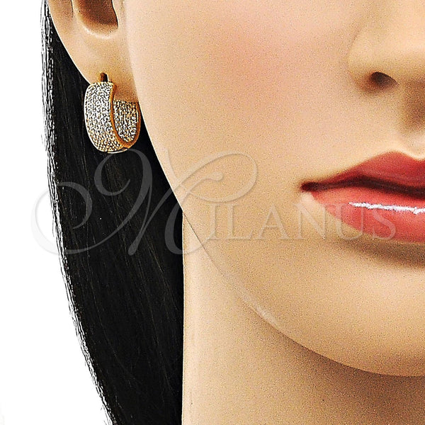 Gold Filled Hoop Earrings — Huggie Hoop with White Micro Pave Polished 02. — alternate product view — SKU 156229 | Oro Laminado aretes de aro — Huggie Hoop with blanco Micro Pave pulido 02. — SKU 156229