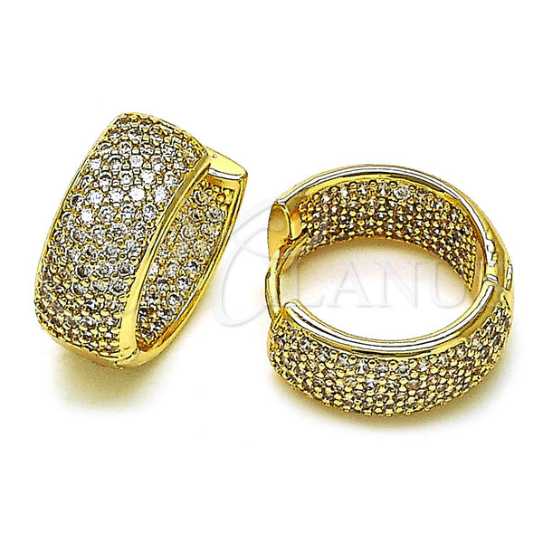 Gold Filled Hoop Earrings — Huggie Hoop with White Micro Pave Polished 02. — main product view — SKU 156229 | Oro Laminado aretes de aro — Huggie Hoop with blanco Micro Pave pulido 02. — SKU 156229