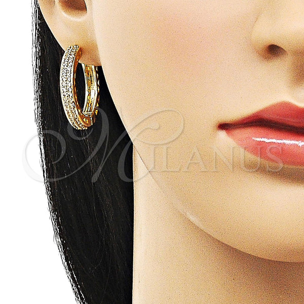 Gold Filled Hoop Earrings — Huggie Hoop with White Cubic Zirconia Polished 02. — alternate product view — SKU 156243 | Oro Laminado aretes de aro — Huggie Hoop with blanco Cubic Zirconia pulido 02. — SKU 156243