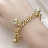 Oro Laminado Charm Bracelet, Gold Filled Style Ball and Rolo Design, Diamond Cutting Finish, Golden Finish, 03.331.0305.08 (10 MM Thickness, 9 Inches Length)