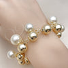 Oro Laminado Charm Bracelet, Gold Filled Style Ball and Hollow Design, with Ivory Pearl, Polished, Golden Finish, 03.331.0310.09 (12 MM Thickness, 9 Inches Length)
