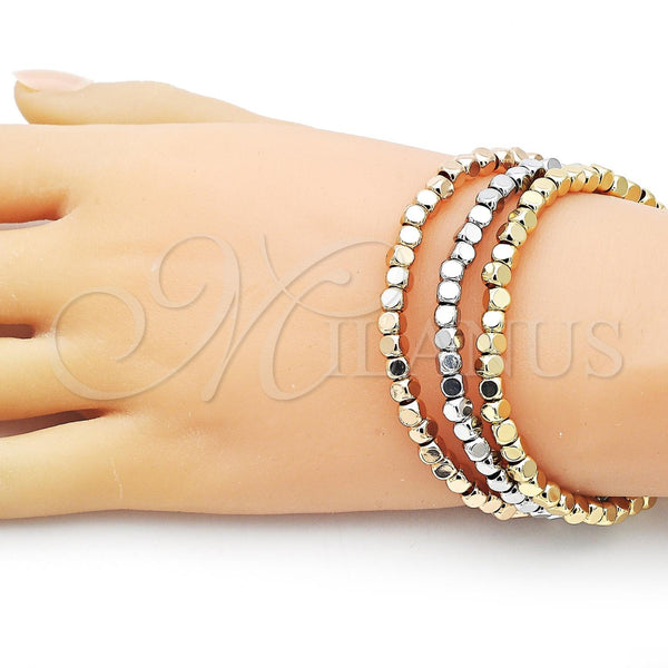 Gold Filled Jewelry — Trio Bangle Ball Design Polished Tricolor 07. 04 — alternate product view — SKU 156258 | Oro Laminado joyería — Trio Bangle Ball diseño pulido Tricolor 07. 04 — SKU 156258