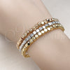 Oro Laminado Trio Bangle, Gold Filled Style Ball Design, Polished, Tricolor, 07.170.0038 (04 MM Thickness, One size fits all)
