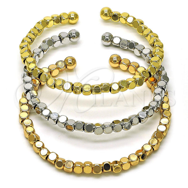 Gold Filled Jewelry — Trio Bangle Ball Design Polished Tricolor 07. 04 — main product view — SKU 156258 | Oro Laminado joyería — Trio Bangle Ball diseño pulido Tricolor 07. 04 — SKU 156258