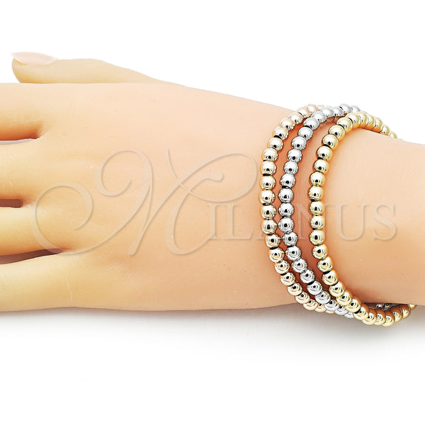 Gold Filled Jewelry — Trio Bangle Ball Design Polished Tricolor 07. 05 — alternate product view — SKU 156259 | Oro Laminado joyería — Trio Bangle Ball diseño pulido Tricolor 07. 05 — SKU 156259