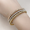 Oro Laminado Trio Bangle, Gold Filled Style Ball Design, Polished, Tricolor, 07.170.0039 (05 MM Thickness, One size fits all)