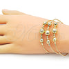 Oro Laminado Trio Bangle, Gold Filled Style Ball and Disco Design, Diamond Cutting Finish, Golden Finish, 07.170.0016.1 (01 MM Thickness, One size fits all)
