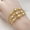 Oro Laminado Trio Bangle, Gold Filled Style Ball and Disco Design, Diamond Cutting Finish, Golden Finish, 07.170.0016.1 (01 MM Thickness, One size fits all)