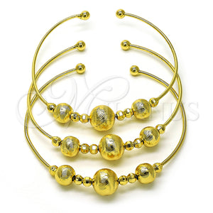 Gold Filled Jewelry — Trio Bangle Ball and Disco Design Diamond Cutting — main product view — SKU 156260 | Oro Laminado joyería — Trio Bangle Ball and Disco diseño Diamond Cutting — SKU 156260