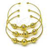 Oro Laminado Trio Bangle, Gold Filled Style Ball and Disco Design, Diamond Cutting Finish, Golden Finish, 07.170.0016.1 (01 MM Thickness, One size fits all)