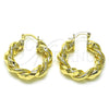 Oro Laminado Medium Hoop, Gold Filled Style Twist Design, Diamond Cutting Finish, Golden Finish, 02.170.0481.30
