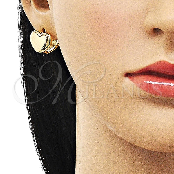 Gold Filled Hoop Earrings — Huggie Hoop Heart Design Polished 02. — alternate product view — SKU 156266 | Oro Laminado aretes de aro — Huggie Hoop corazón diseño pulido 02. — SKU 156266