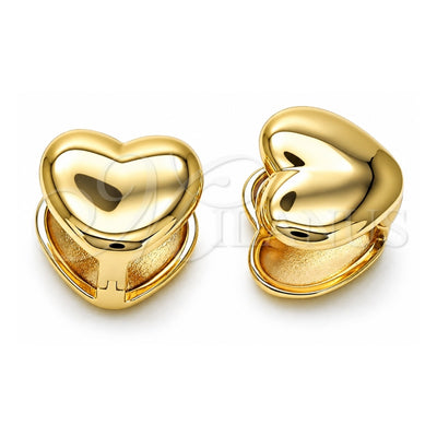Oro Laminado Huggie Hoop, Gold Filled Style Heart Design, Polished, Golden Finish, 02.170.0483.12