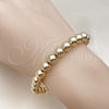 Oro Laminado Fancy Bracelet, Gold Filled Style Ball and Hollow Design, Polished, Golden Finish, 03.253.0100.07 (08 MM Thickness, 8 Inches Length)